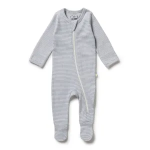 Wilson Frenchy Organic Cotton Terry Long Sleeve Footed Sleeper - Rain Drop (Petit Baby, Up to 3.5 Kg)